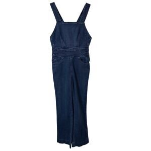 Faherty Women's Avenue Jumpsuit Denim Overalls Dark Wash Indigo Blue Small